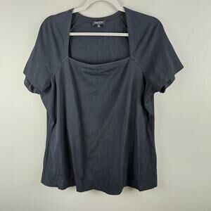 Lafayette 148 Black Square Neck T-Shirt Size XL